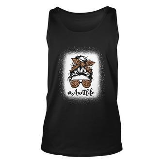 Best Aunt Life Messy Bun Leopard Bleached Auntie Mothers Day Great Gift Unisex Tank Top - Monsterry DE