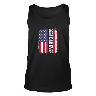Best Dad Ever Funny Fathers Day Us American Flag Vintage Unisex Tank Top - Thegiftio UK