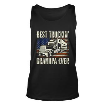 Best Truckin Grandpa Gift Big Rig Semi Truck Driver Trucker Gift Unisex Tank Top - Monsterry UK