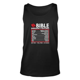 Bible Emergency Numbers Funny Christian Bible Unisex Tank Top - Monsterry UK