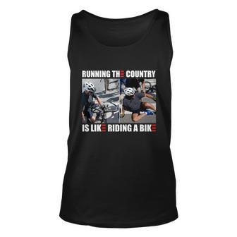 Biden Bike Bicycle Running The Country Is Like Riding A Bike V6 Unisex Tank Top - Monsterry UK