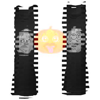 Big-Eyed Pumpkin Pucks His Tongue Halloween Costume Men Women Tank Top Graphic Print Unisex - Thegiftio