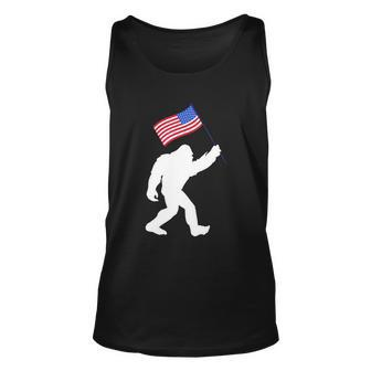 Bigfoot With American Flag Funny 4Th Of July Meaningful Gift Unisex Tank Top - Monsterry AU
