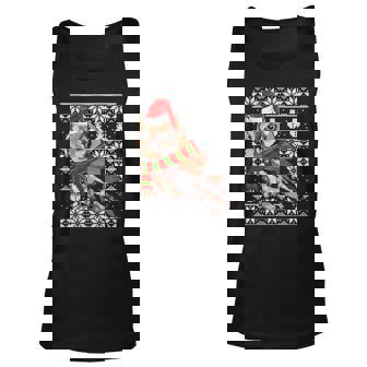 Bird Xmas Santa Hat Eastern Screech Owl Men Women Tank Top Graphic Print Unisex - Thegiftio