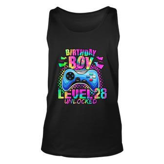 Birthday Video Gamer Level 28 Unlocked 28Th Birthday Unisex Tank Top - Monsterry