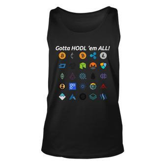 Bitcoin Litecoin Gotta Hodl Em All Cryptocurrency Logos Tshirt Unisex Tank Top - Monsterry
