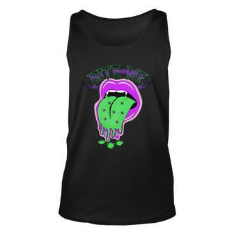 Bite Me Lips Halloween Quote Unisex Tank Top - Monsterry DE