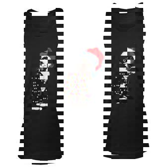 Black Cat Christmas Light Funny Cat Lover Christmas Pajama V2 Men Women Tank Top Graphic Print Unisex - Thegiftio