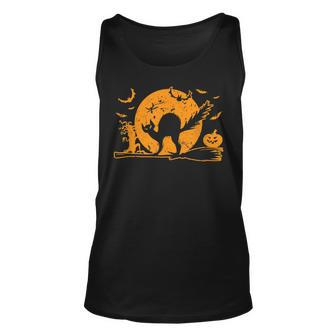 Black Cat Halloween Pet Lover Scary Funny Unisex Tank Top - Seseable