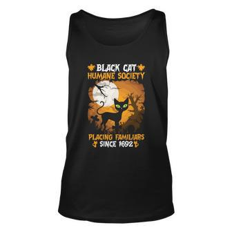 Black Cat Humane Society Placing Familiars Halloween Quote Unisex Tank Top - Monsterry