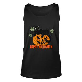 Black Cat Pumpkin Halloween Day Sublimation Retro Halloween Unisex Tank Top - Thegiftio UK