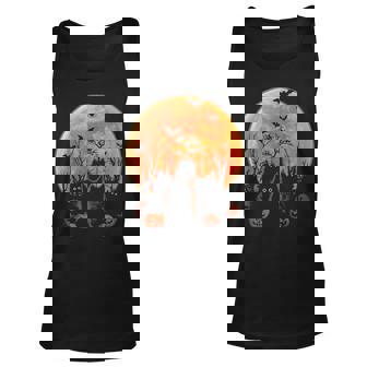 Black Cats Moon Pumpkin Funny Halloween Horror Unisex Tank Top - Thegiftio
