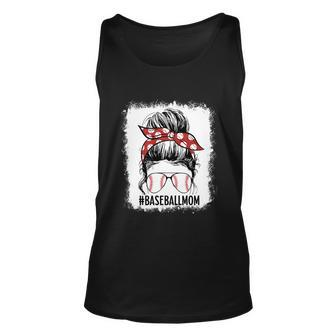 Bleached Baseball Mom Messy Bun Game Day Vibes Mothers Day Meaningful Gift Unisex Tank Top - Monsterry UK