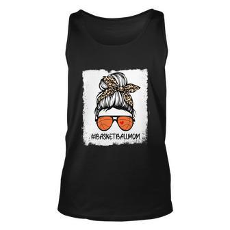 Bleached Basketball Mom Life Leopard Messy Bun Game Day Gift Unisex Tank Top - Monsterry AU