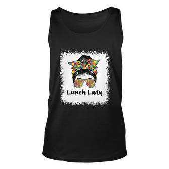 Bleached Lunch Lady Messy Hair Woman Bun Lunch Lady Life Gift Unisex Tank Top - Thegiftio UK