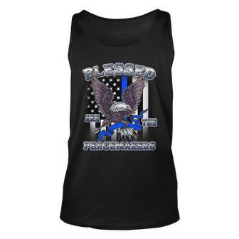 Blessed Are The Peacemakers Thin Blue Line Eagle Unisex Tank Top - Monsterry