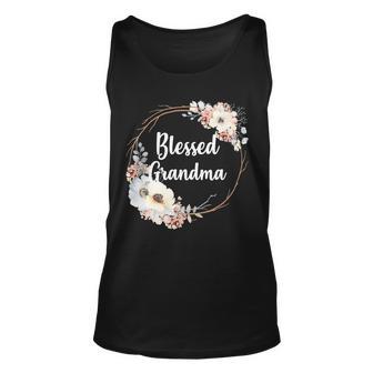 Blessed Grandma Floral Tshirt Unisex Tank Top - Monsterry