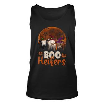Boo Heifers Funny Witch Boo Ghost Cow Farmer Lover Halloween Unisex Tank Top - Seseable