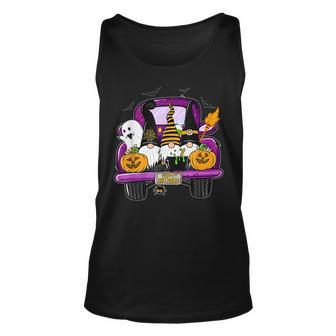Boo Pumpkin Witch Gnomes In Halloween Truck Funny Holiday Unisex Tank Top - Seseable