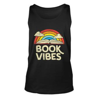 Book Vibes Book Lover Bookworm Funny Bookrish Reading Library Retro Unisex Tank Top - Thegiftio UK