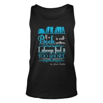 Bookworm Jane Austen Gifts Literary Reading Unisex Tank Top - Seseable