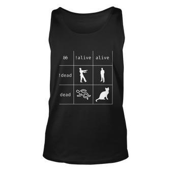 Boolean Logic Alive And Dead Funny Programmer Cat Tshirt Unisex Tank Top - Monsterry CA