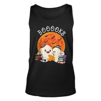 Booooks Ghost Boo Read Book Library Moon Halloween Boy Girl Unisex Tank Top - Thegiftio UK
