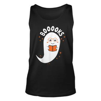 Booooks Ghost Boo Read Books Library Teacher Halloween Cute Unisex Tank Top - Thegiftio UK