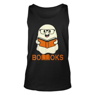 Booooks Ghost Boo Read Books Library Teacher Halloween Cute V3 Unisex Tank Top - Thegiftio UK