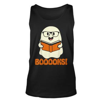 Booooks Ghost Boo Read Books Library Teacher Halloween Cute V4 Unisex Tank Top - Thegiftio UK
