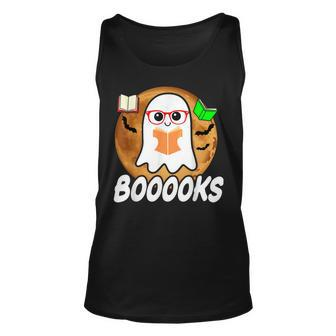 Booooks Ghost Boo Read Books Library Teacher Halloween Cute V5 Unisex Tank Top - Thegiftio UK