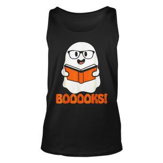 Booooks Ghost Boo Read Books Library Teacher Halloween Cute V7 Unisex Tank Top - Thegiftio UK