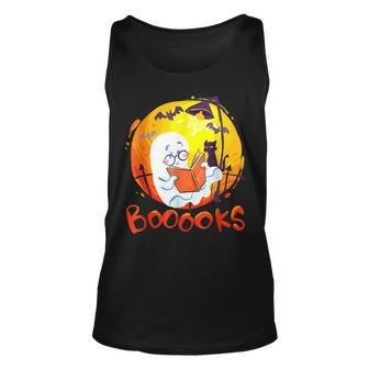 Booooks Ghost Funny Halloween Teacher Book Library Reading Unisex Tank Top - Thegiftio UK