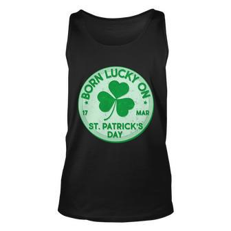 Born Lucky On St Patricks Day Graphic Design Printed Casual Daily Basic Unisex Tank Top