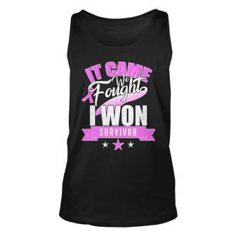 Breast Cancer Survivor It Came We Fought I Won Tshirt Unisex Tank Top - Monsterry