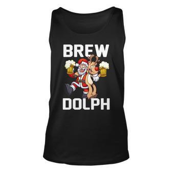 Brew Dolph Red Nose Reindeer Graphic Design Printed Casual Daily Basic Unisex Tank Top - Thegiftio UK