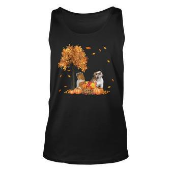 Bulldog Autumn Leaf Fall Dog Lover Thanksgiving Halloween Unisex Tank Top - Seseable