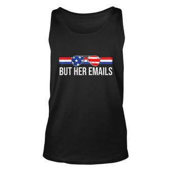 But Her Emails Shirt With Sunglasses Clapback But Her Emails Graphic Design Printed Casual Daily Basic Unisex Tank Top - Thegiftio UK