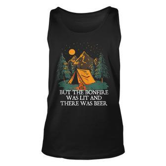 But The Bonfire Was Lit Camping Hiking Camper Hiker Unisex Tank Top - Seseable