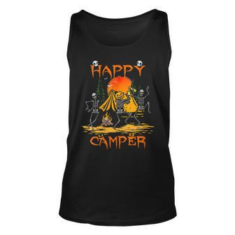 Camping Camper Happy Halloween Skeleton Dancing Unisex Tank Top - Seseable
