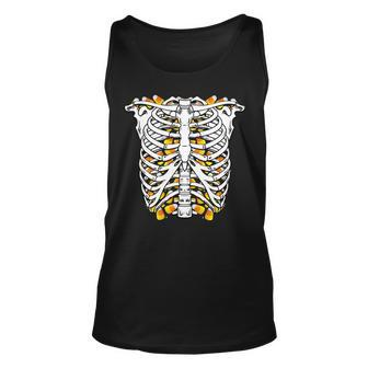 Candy Corn Skeleton Hallween Costume Tshirt Unisex Tank Top - Monsterry AU