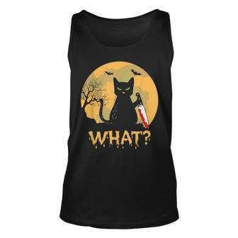 Cat What Murderous Black Cat With Knife Halloween Costume V5 Unisex Tank Top - Seseable