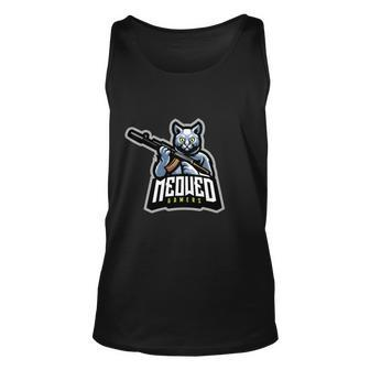Cat With Gun On His Hand Graphic Design Printed Casual Daily Basic Unisex Tank Top - Thegiftio UK