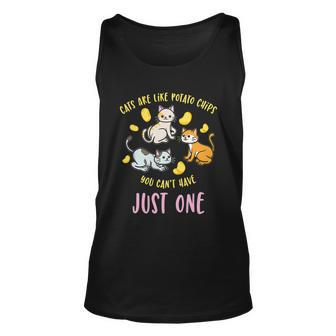 Cats Are Like Potato Chips You Cant Have Just One Funny Adorable Cat Lover Unisex Tank Top - Thegiftio UK