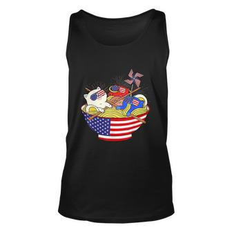Cats Ramen Anime American Flag Funny 4Th Of July Cat Lovers Unisex Tank Top - Monsterry CA