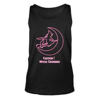 Caution Witch Crossing Halloween Quote Unisex Tank Top - Monsterry
