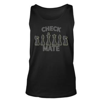 Chess Pieces King Queen Bishop Rook Pawn Checkmate Unisex Tank Top - Seseable