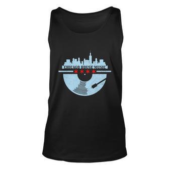 Chicago House Music Vintage Funny Gift Vinyl Dj Raver Flag Skyline Gift Unisex Tank Top - Thegiftio UK