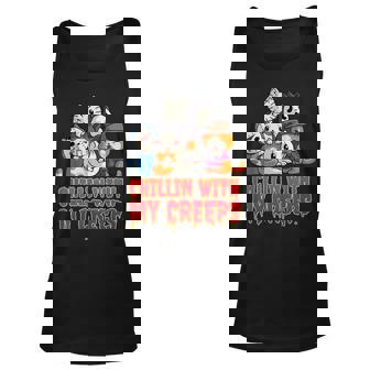 Chillin With My Creeps Funny Cat Horror Movies Serial Killer Men Women Tank Top Graphic Print Unisex - Thegiftio