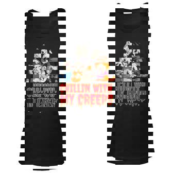 Chillin With My Creeps Funny Cat Horror Movies Serial Killer Unisex Tank Top - Thegiftio